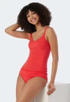 Schiesser Spaghetti Top Double Rib Light Red - Personal Fit Rib -Uni Style Shop 166561 501 front