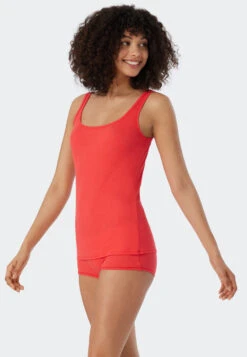 Schiesser Strappy Top Double Rib Light Red - Personal Fit Rib 7 Schiesser Strappy Top Double Rib Light Red - Personal Fit Rib -Uni Style Shop 166562 501 front