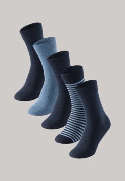 Schiesser Men's Socks 5-pack Stay Fresh Midnight Blue-heather Gray - Bluebird