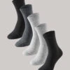 Schiesser Women's Socks In 5-pack Stay Fresh Patterned Mottled Gray-black - Bluebird