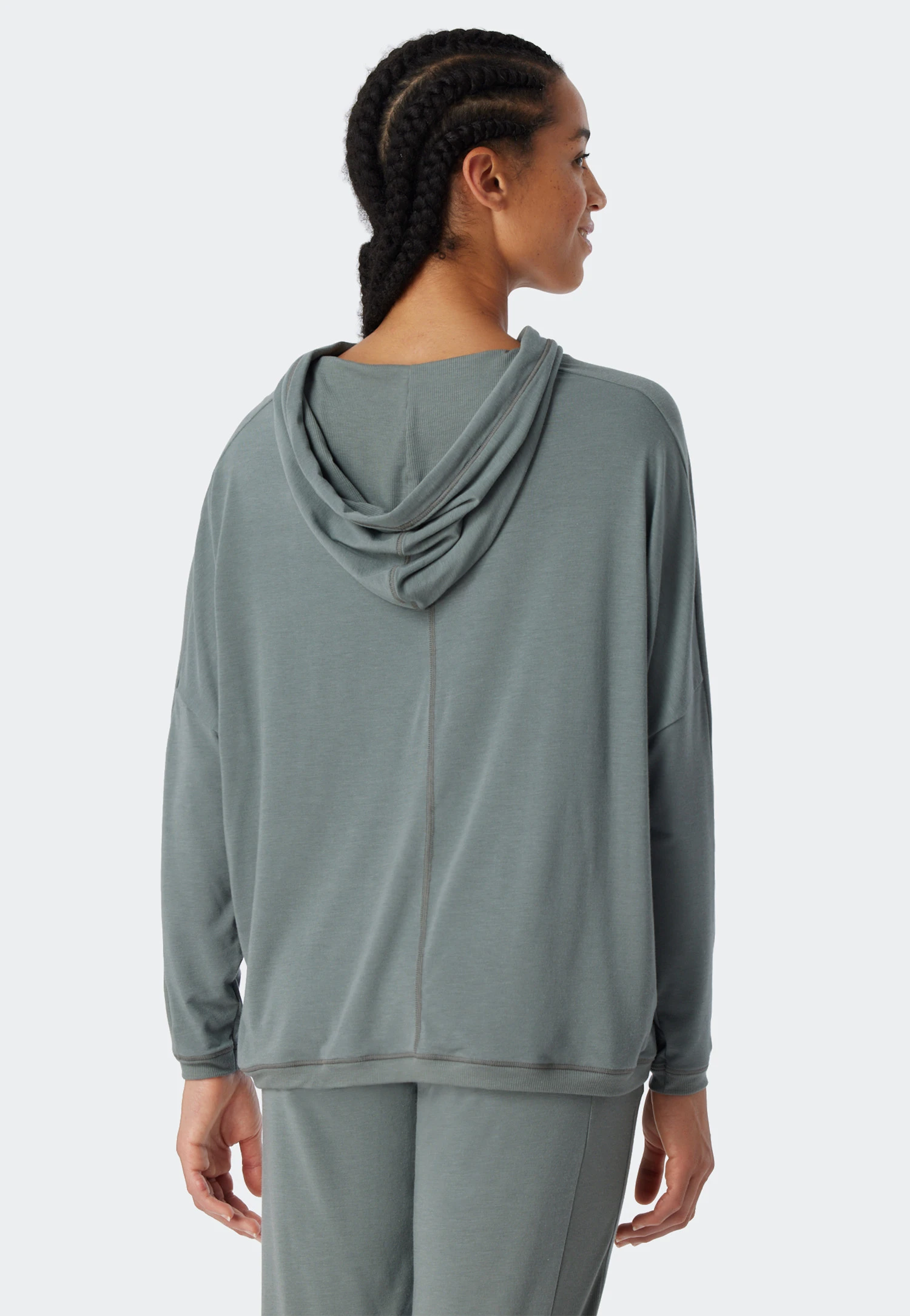 Schiesser Hoodie Long-sleeved Viscose Oversized Hood Jade - Mix & Relax 4 Schiesser Hoodie Long-sleeved Viscose Oversized Hood Jade - Mix & Relax - Image 4