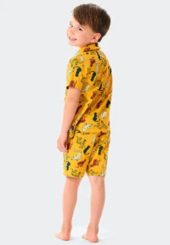 Schiesser Pajamas Short Button Placket Organic Cotton Leopard Yellow - Natural Love -Uni Style Shop 176764 600 back