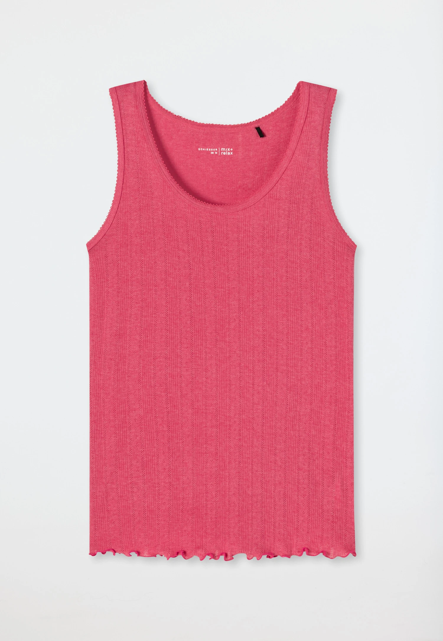 Schiesser Strappy Top Organic Cotton Openwork Pink - Mix & Relax 3 Schiesser Strappy Top Organic Cotton Openwork Pink - Mix & Relax - Image 3