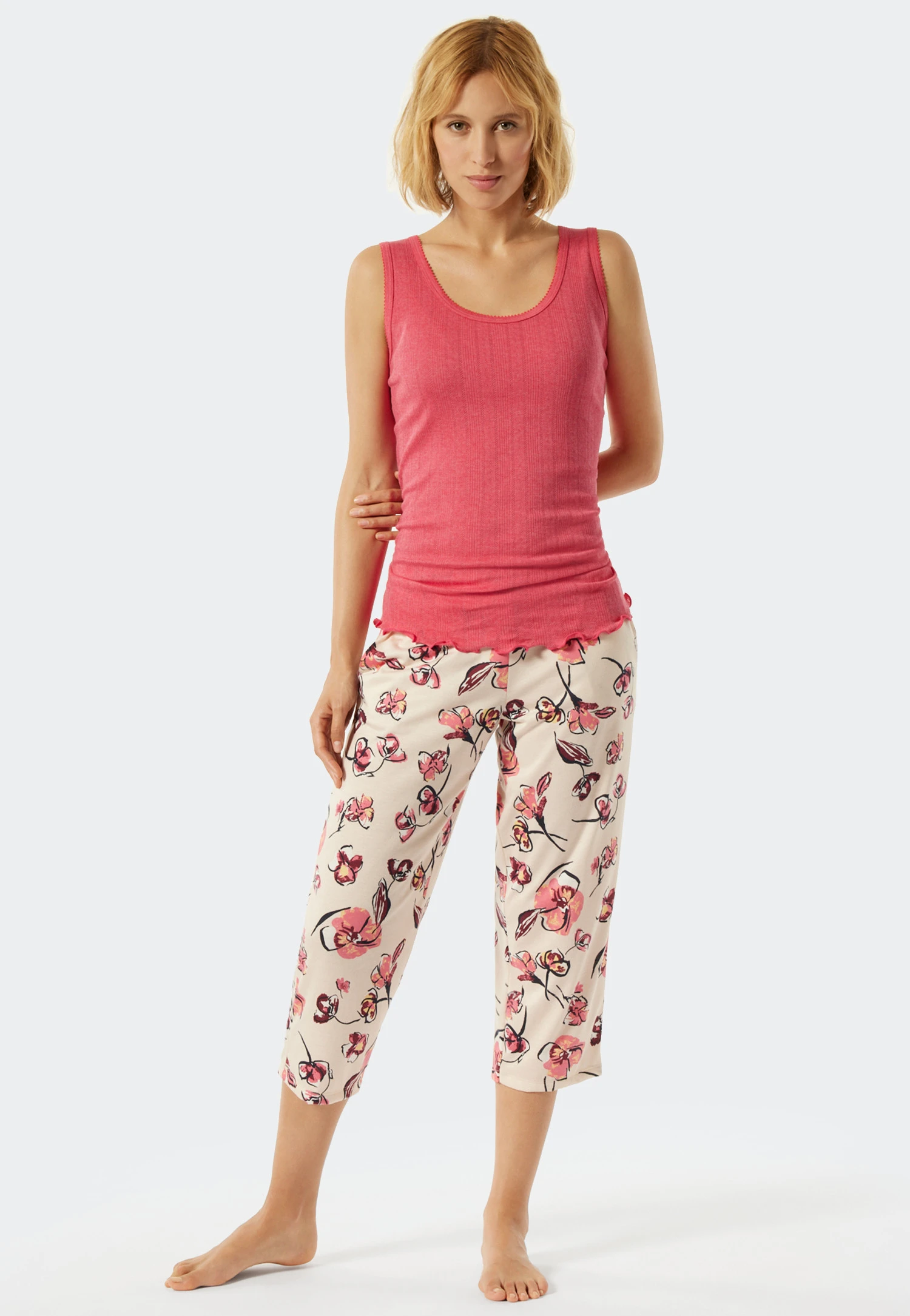 Schiesser Strappy Top Organic Cotton Openwork Pink - Mix & Relax 2 Schiesser Strappy Top Organic Cotton Openwork Pink - Mix & Relax - Image 2