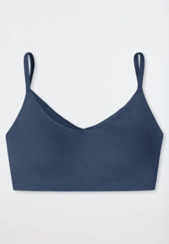 Schiesser Soft Bra No Underwire Removable Cups Lace Blue - Seamless Recycled Rib -Uni Style Shop 176930 800 detail1