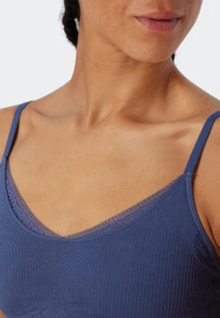 Schiesser Soft Bra No Underwire Removable Cups Lace Blue - Seamless Recycled Rib -Uni Style Shop 176930 800 detail3