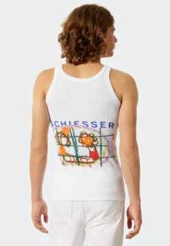 Schiesser Tank Top Double Rib White - Art Edition By Noah Becker -Uni Style Shop 177084 100 back