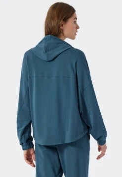 Schiesser Hoodie Long-sleeved Lyocell Oversized Hood Blue-green - Mix+Relax Lounge