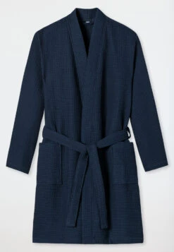 Schiesser Bathrobe Waffle Piqué Dark Blue - Essentials