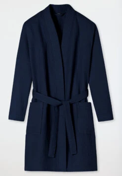 Schiesser Bathrobe Waffle Piqué Dark Blue - Essentials -Uni Style Shop 178411 803 detail1