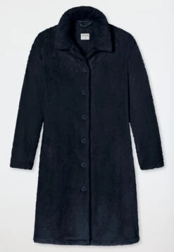 Schiesser Bathrobe Teddy Fleece Dark Blue - Essentials