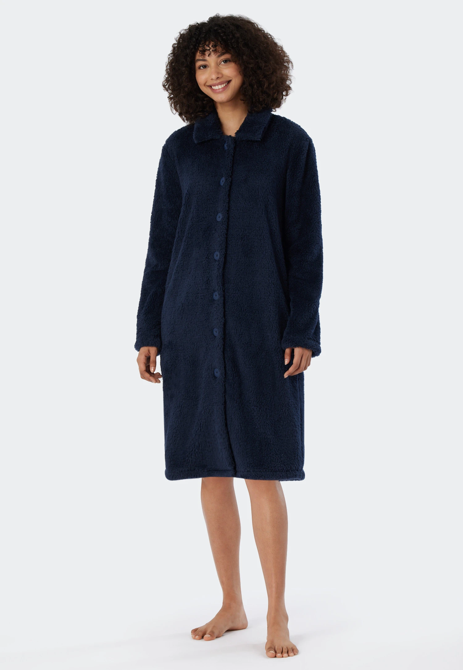 Schiesser Bathrobe Teddy Fleece Dark Blue - Essentials 3 Schiesser Bathrobe Teddy Fleece Dark Blue - Essentials - Image 3