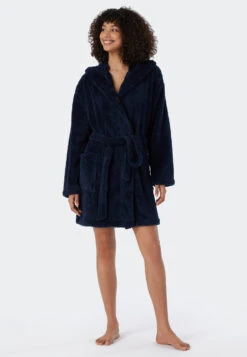 Schiesser Bathrobe Teddy Fleece Comfort Fit Dark Blue - Essentials 8 Schiesser Bathrobe Teddy Fleece Comfort Fit Dark Blue - Essentials -Uni Style Shop 178419 803 detail2