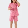Schiesser Pajamas Short Organic Cotton Button Placket Geese Pigs Pink - Girls World