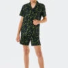 Schiesser Pajamas Short Organic Cotton Button Placket Surfer Dark Blue - Ocean Flow
