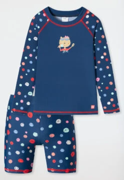 Schiesser Swim Set Long 2-piece Knitwear Recycled Shirt Boyshorts Polka Dots Cat Multicolor - Cat Zoe