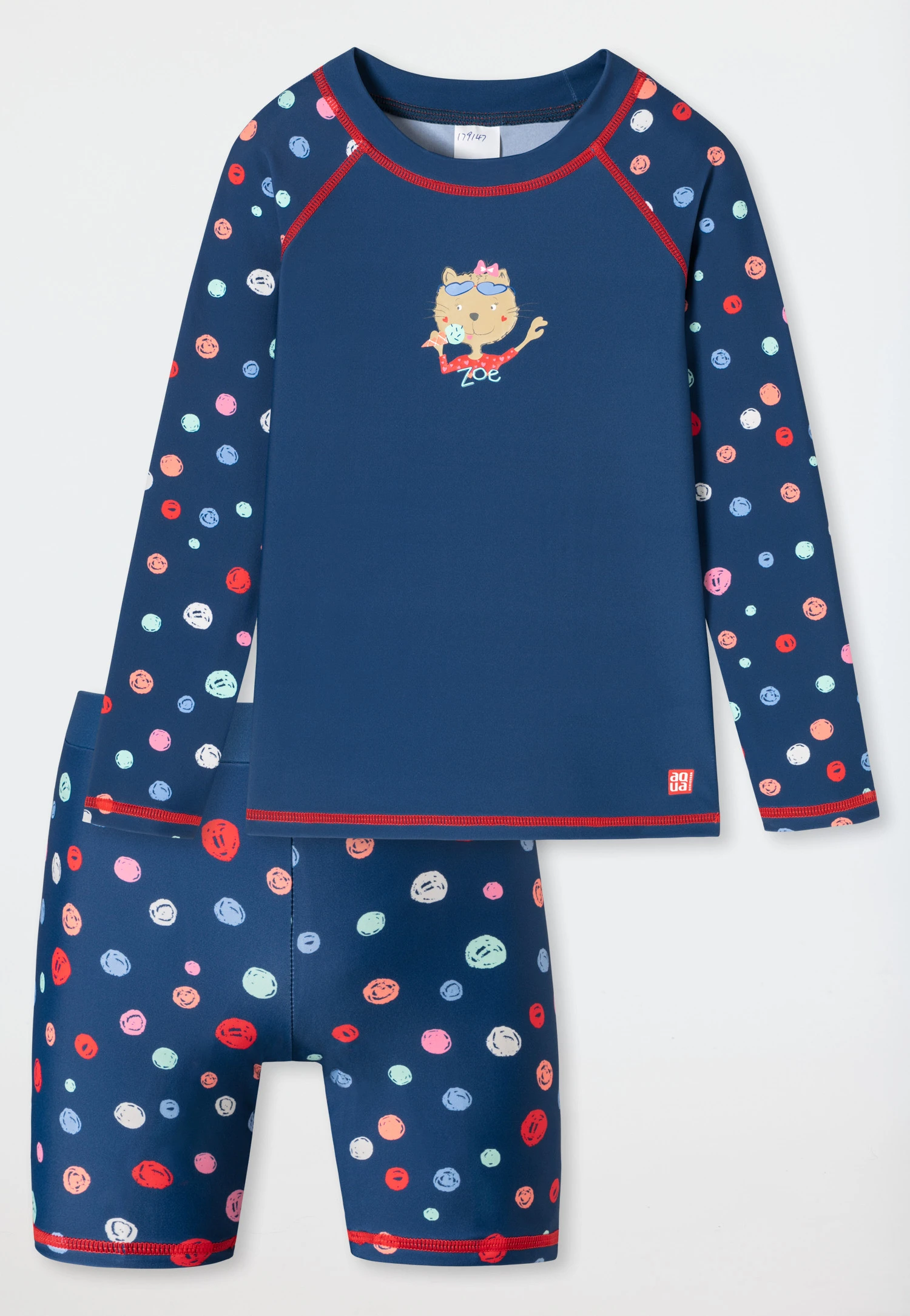 Schiesser Swim Set Long 2-piece Knitwear Recycled Shirt Boyshorts Polka Dots Cat Multicolor - Cat Zoe 1 Schiesser Swim Set Long 2-piece Knitwear Recycled Shirt Boyshorts Polka Dots Cat Multicolor - Cat Zoe