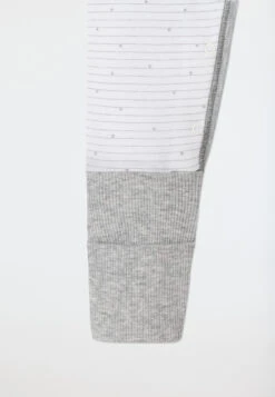 Schiesser Baby Suit Long With Vario Unisex Fine Rib Organic Cotton Stripes White/light Gray - Original Classics