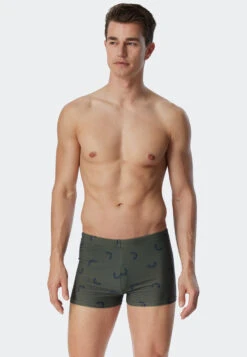 Schiesser Bade-Retro Knitwear Swim Trunks Recycled Fish Olive - Waterworld