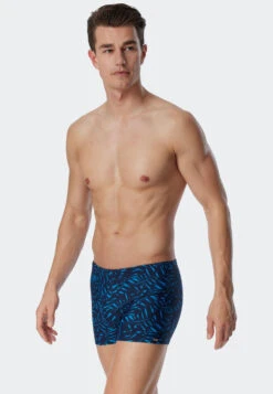 Schiesser Swimwear Retro Knitwear Zip Pocket Aquarium Patterned - Wave Nature -Uni Style Shop bade retro wirkware reissverschlusstasche aquarium gemustert wave nature 179191 813 front