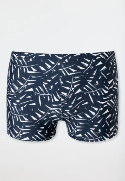 Schiesser Swimwear Retro Knitwear Zip Pocket Dark Blue Patterned - Wave Nature -Uni Style Shop bade retro wirkware reissverschlusstasche dunkelblau gemustert wave nature 179191 803 detail1