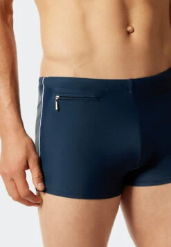 Schiesser Retro Swim Trunks With Zip Pocket Knitwear Recycled Fine Stripes Admiral - Nautical Casual -Uni Style Shop bade retroshorts mit reissverschluss tasche wirkware recycelt feiner streifen admiral nautical casual 172773 801 detail3