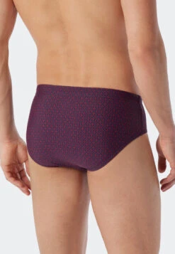 Schiesser Bade-Sir Knitwear Recycled Swim Briefs Zipper Pocket Red Patterned - Marineland -Uni Style Shop bade sir wirkware recycelt reissverschlusstasche rot gemustert marineland 179187 500 back