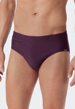 Schiesser Bade-Sir Knitwear Recycled Swim Briefs Zipper Pocket Red Patterned - Marineland -Uni Style Shop bade sir wirkware recycelt reissverschlusstasche rot gemustert marineland 179187 500 detail2