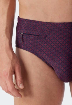 Schiesser Bade-Sir Knitwear Recycled Swim Briefs Zipper Pocket Red Patterned - Marineland
