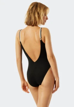 Schiesser Lined Swimsuit V-neck Removable Pads Adjustable Straps Black - California Dream 7 Schiesser Lined Swimsuit V-neck Removable Pads Adjustable Straps Black - California Dream -Uni Style Shop badeanzug gefuettert v ausschnitt herausnehmbare pads verstellbare traeger schwarz california dream 177058 000 back