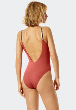 Schiesser Swimsuit Lined V-neck Removable Pads Adjustable Straps Whiskey - California Dream 7 Schiesser Swimsuit Lined V-neck Removable Pads Adjustable Straps Whiskey - California Dream -Uni Style Shop badeanzug gefuettert v ausschnitt herausnehmbare pads verstellbare traeger whisky california dream 177058 604 back