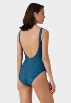 Schiesser Swimsuit V-neck Soft Cups Stripes Aquarium - Ocean Dive -Uni Style Shop badeanzug v ausschnitt softcups streifen aquarium ocean dive 179207 813 back
