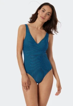 Schiesser Swimsuit V-neck Soft Cups Stripes Aquarium - Ocean Dive