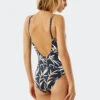 Schiesser Swimsuit V-neck Soft Cups Adjustable Straps Leaf Print Multicolored - Californian Safari