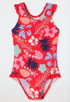 Schiesser Swimsuit Knitwear Recycled SPF40+ Racerback Flowers Ruffles Multicolor - Cat Zoe