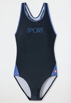 Schiesser Swimsuit Knitwear Recycled SPF40+ Racerback School Sports Dark Blue - Diver Dreams