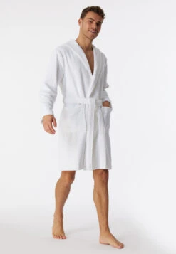 Schiesser Bathrobe Terry Cloth 100 Cm (39.37in) White - Essentials -Uni Style Shop bademantel frottee 100 cm weiss essentials 178399 100 front
