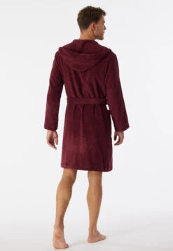 Schiesser Bathrobe Terry Cloth 100cm Burgundy - Essentials -Uni Style Shop bademantel frottee 100cm bordeaux essentials 178399 502 back