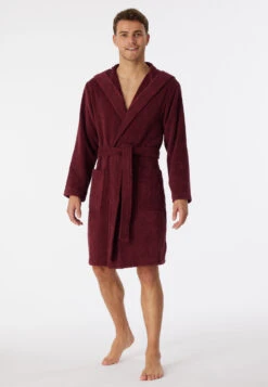 Schiesser Bathrobe Terry Cloth 100cm Burgundy - Essentials -Uni Style Shop bademantel frottee 100cm bordeaux essentials 178399 502 detail2