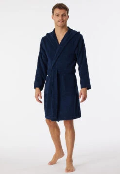 Schiesser Bathrobe Terry Cloth 100cm Dark Blue - Essentials -Uni Style Shop bademantel frottee 100cm dunkelblau essentials 178399 803 detail2