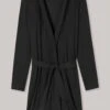 Schiesser Bathrobe Modal Lapel Collar Belt Black - Selected! Premium Inspiration