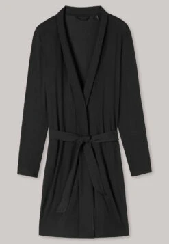 Schiesser Bathrobe Modal Lapel Collar Belt Black - Selected! Premium Inspiration