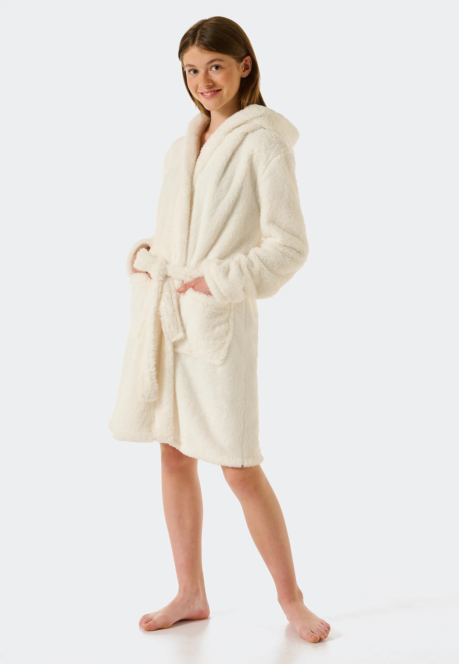Schiesser Bathrobe Teddy Fleece Off-white - Original Classics 4 Schiesser Bathrobe Teddy Fleece Off-white - Original Classics - Image 4