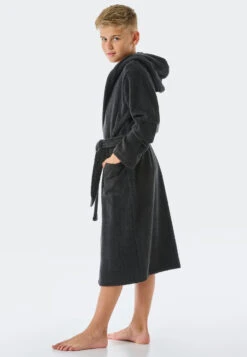 Schiesser Bathrobe Terry Cloth Anthracite - Original Classics -Uni Style Shop bademantel terry frottee anthrazit original classics 179502 203 back