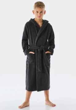 Schiesser Bathrobe Terry Cloth Anthracite - Original Classics