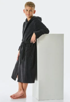 Schiesser Bathrobe Terry Cloth Anthracite - Original Classics -Uni Style Shop bademantel terry frottee anthrazit original classics 179502 203 front