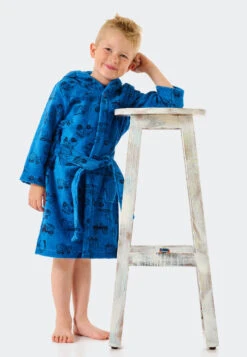 Schiesser Bathrobe Velour Vehicles Blue - Original Classics -Uni Style Shop bademantel velour fahrzeuge blau original classics 179497 800 detail2