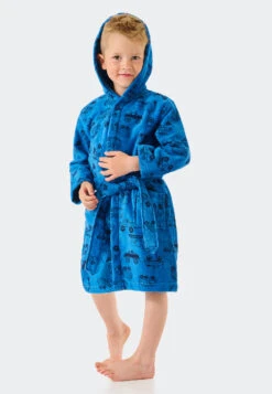 Schiesser Bathrobe Velour Vehicles Blue - Original Classics