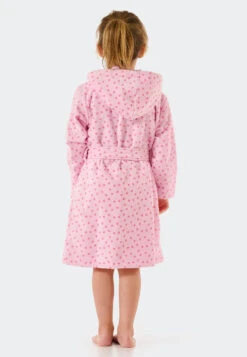 Schiesser Bathrobe Velour Polka Dots Pink - Original Classics -Uni Style Shop bademantel velour punkte rosa original classics 179492 503 back