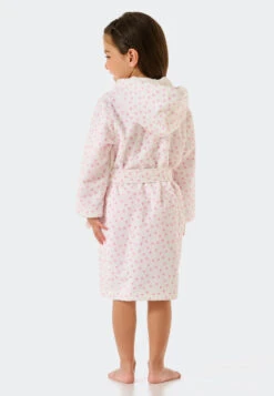 Schiesser Bathrobe Velour Polka Dots White - Original Classics